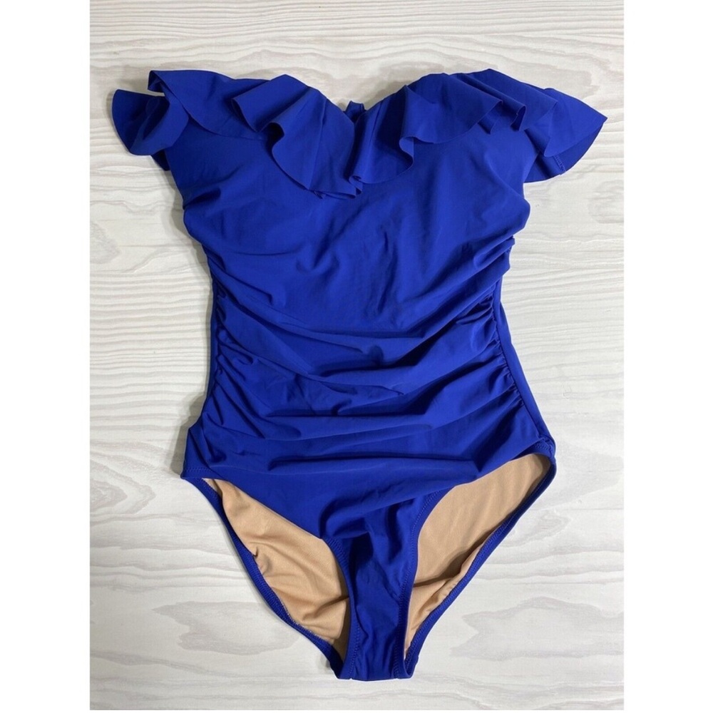J.Crew Matte ruched one-piece swimsuit with ruffles  NWT Size 12